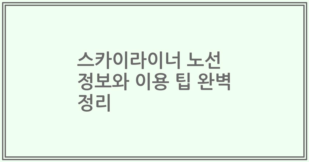 스카이라이너 노선 정보와 이용 팁 완벽 정리