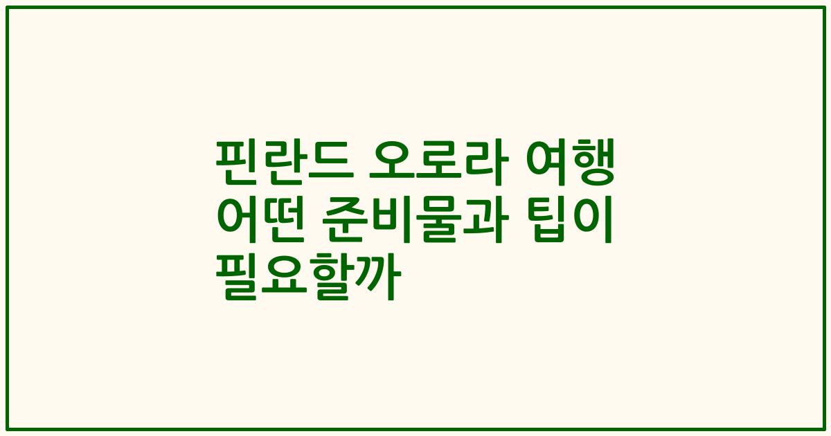 핀란드 오로라 여행 어떤 준비물과 팁이 필요할까
