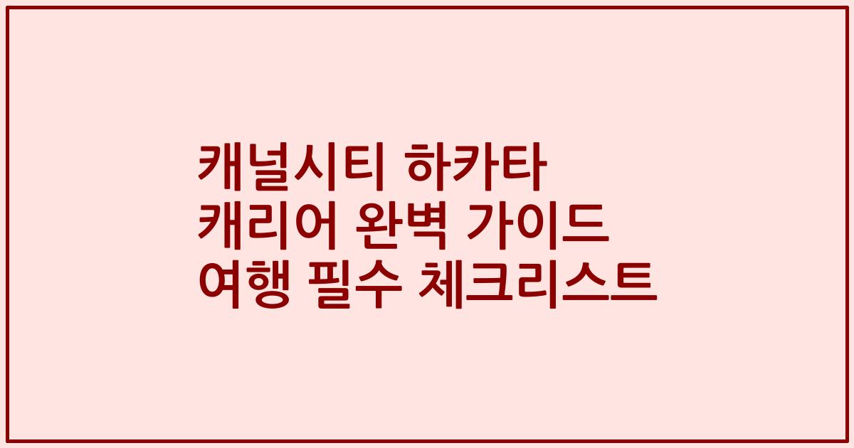 캐널시티 하카타 캐리어 완벽 가이드 여행 필수 체크리스트