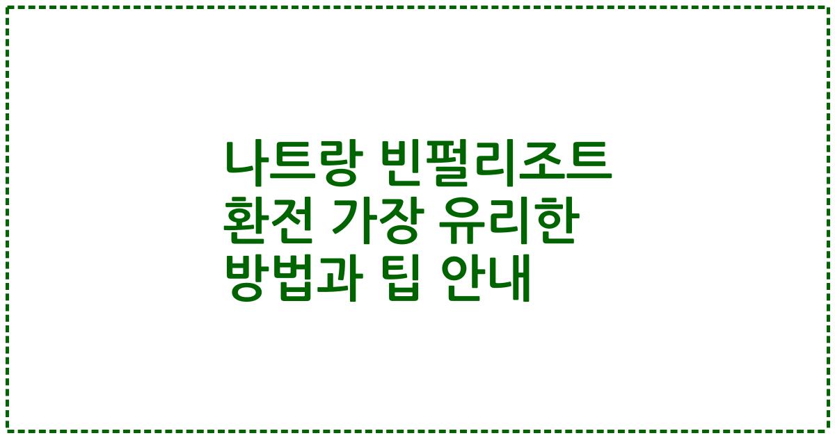 나트랑 빈펄리조트 환전 가장 유리한 방법과 팁 안내