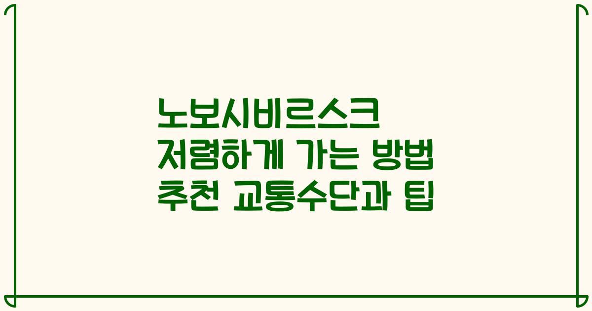 노보시비르스크 저렴하게 가는 방법 추천 교통수단과 팁