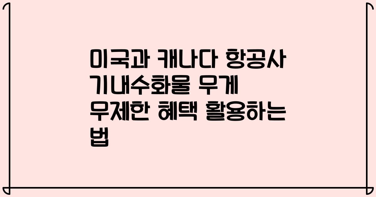 미국과 캐나다 항공사 기내수화물 무게 무제한 혜택 활용하는 법