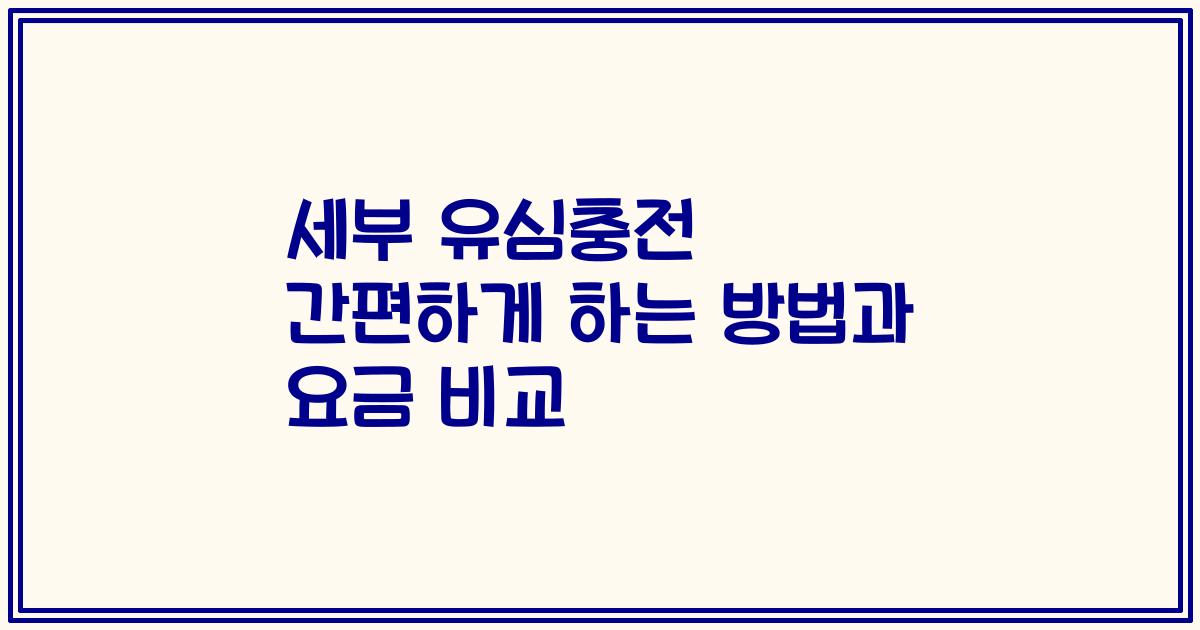 세부 유심충전 간편하게 하는 방법과 요금 비교