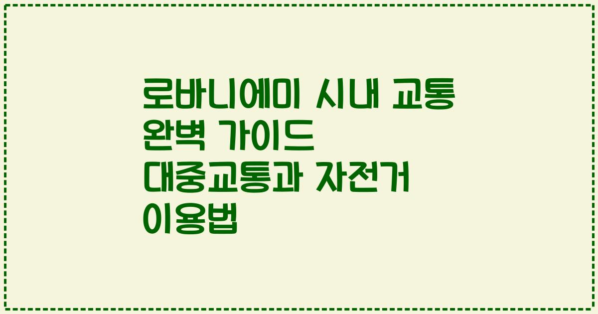 로바니에미 시내 교통 완벽 가이드 대중교통과 자전거 이용법