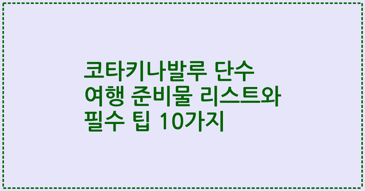 코타키나발루 단수 여행 준비물 리스트와 필수 팁 10가지