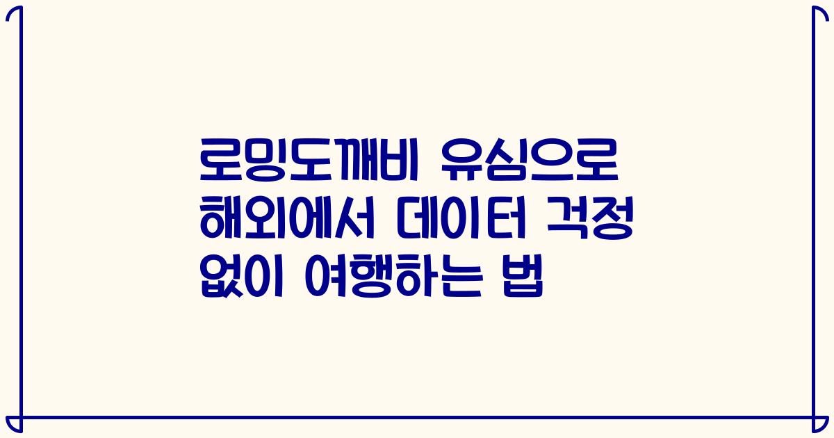 로밍도깨비 유심으로 해외에서 데이터 걱정 없이 여행하는 법